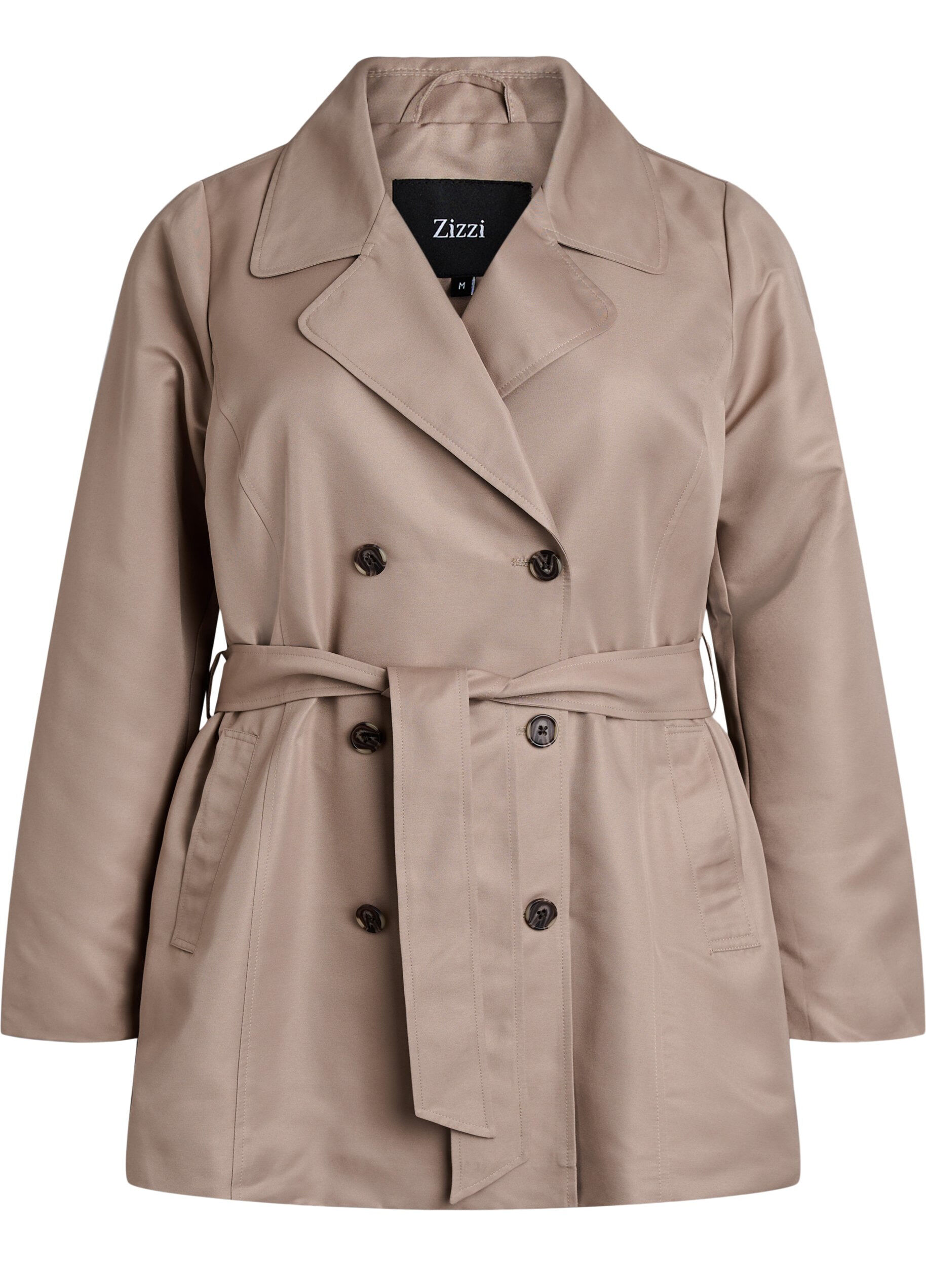 Kort trenchcoat med belte