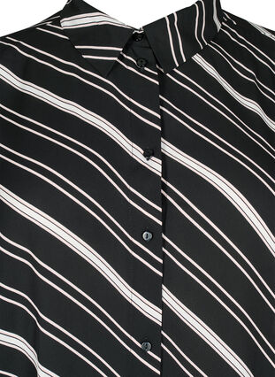 Zizzi Stripete skjorte med lange ermer, Black Stripe, Packshot image number 2