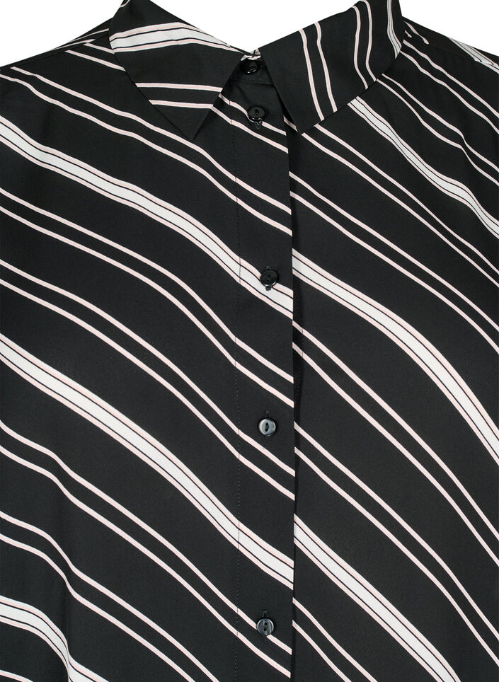 Stripete skjorte med lange ermer, Black Stripe, Packshot image number 2