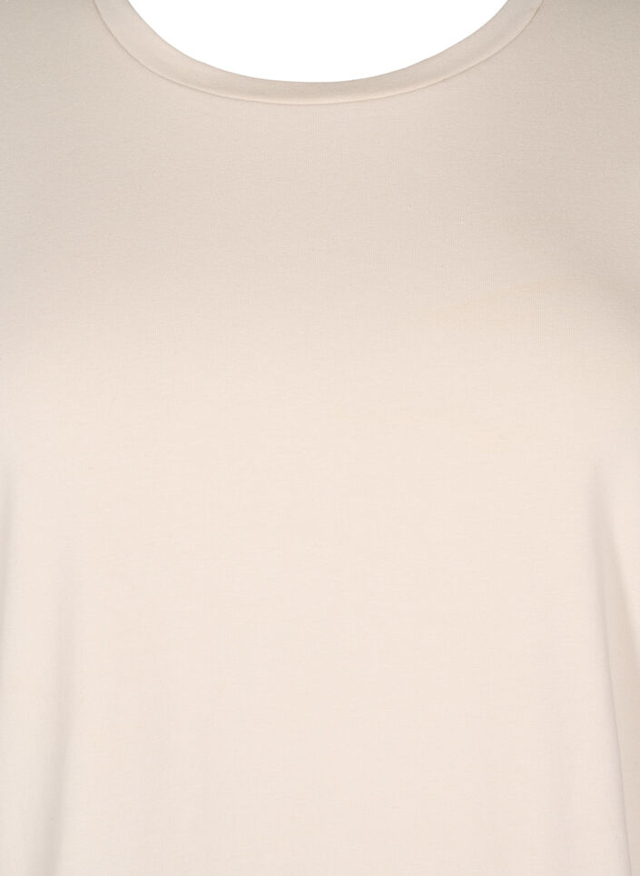 T-skjorte med broderie anglaise og bølgekant, Beige, Packshot image number 2