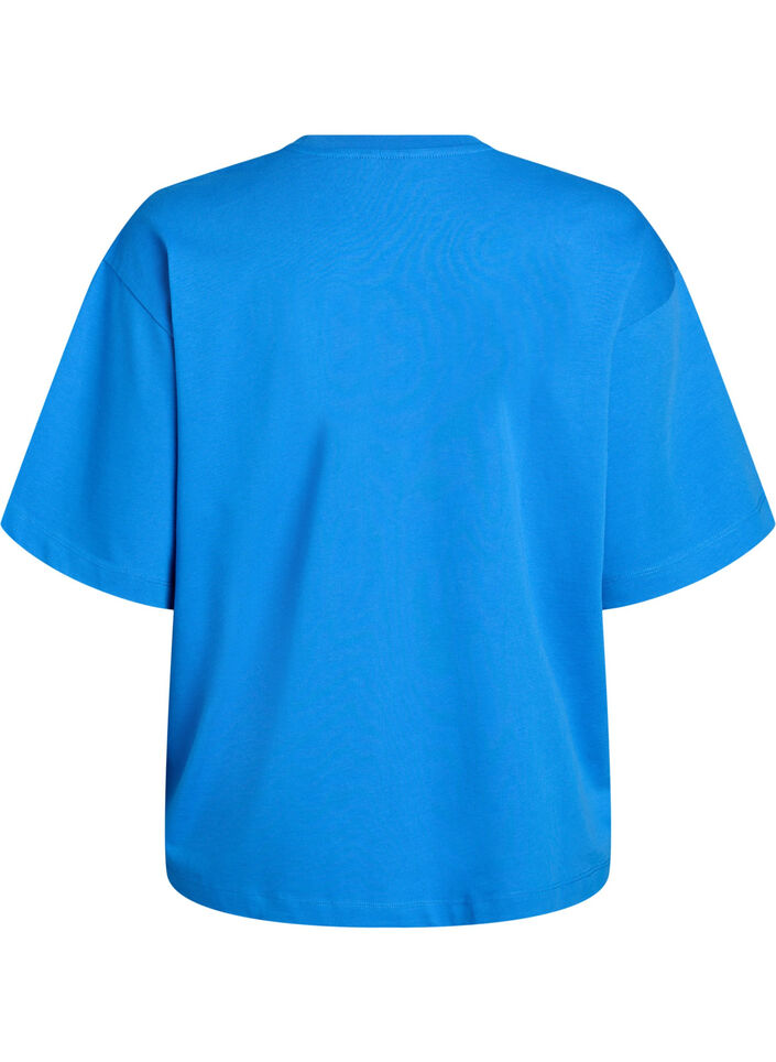 Oversized T-skjorte med halve ermer, Blå, Packshot image number 1