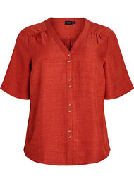 Skjortebluse med V-hals eog korte ermer, Ketchup