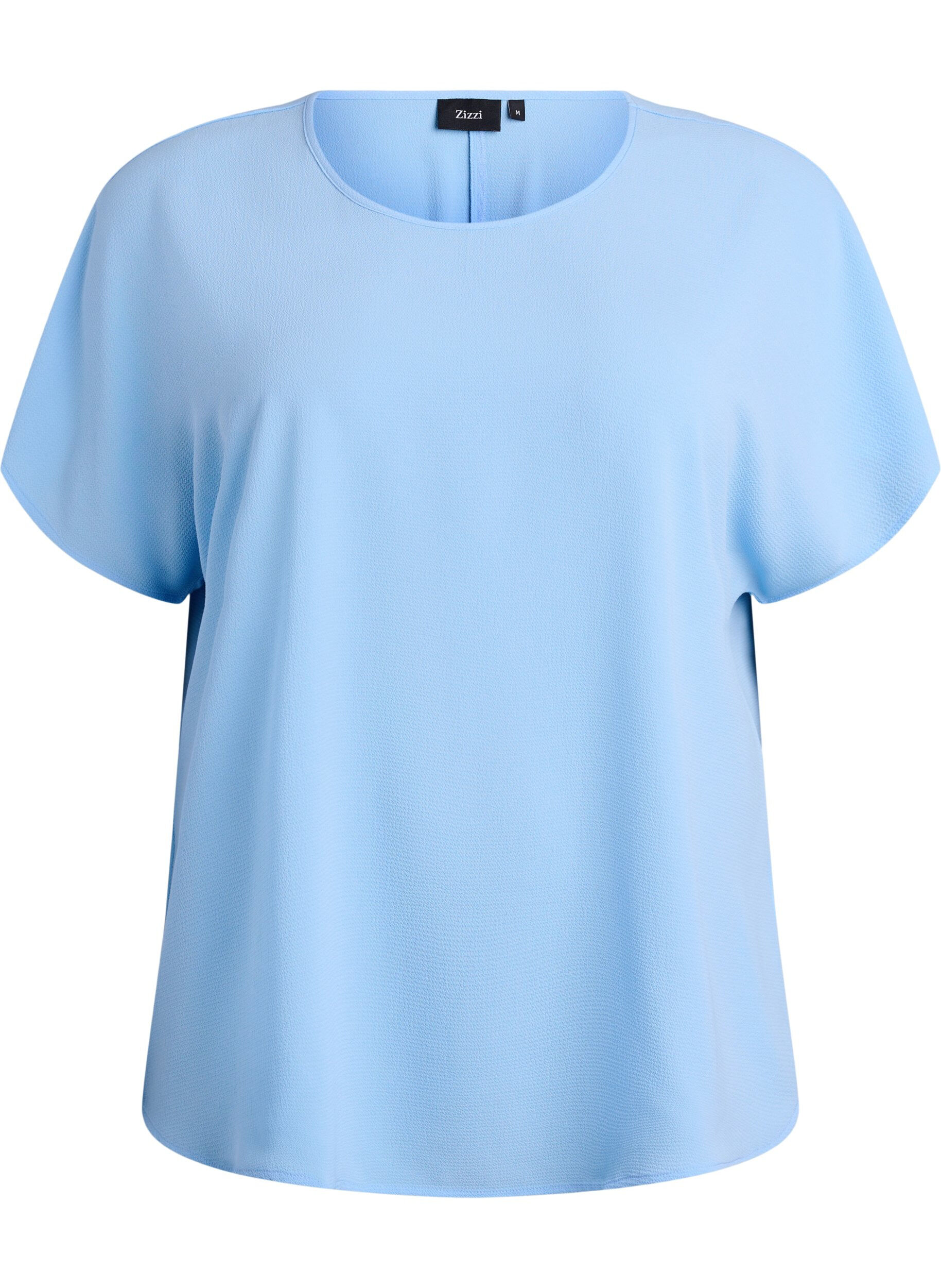 Bluse med korte ermer og rund hals