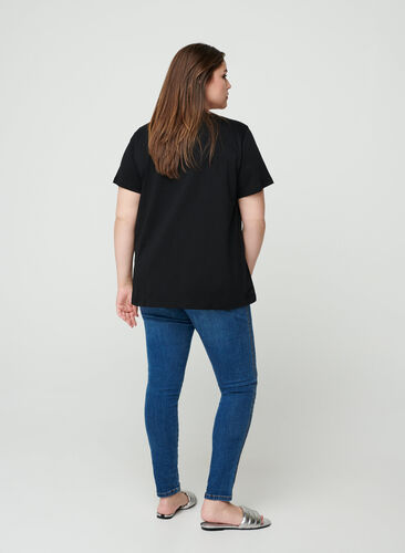 T-skjorte i bomull med korte ermer, Black, Model image number 1