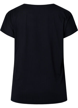 Kortermet trenings-T-skjorte med trykk, Black/Pink Print, Packshot image number 1