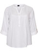 Bluse i bomullsmuslin med broderie anglaise, Hvit, Packshot image number 0