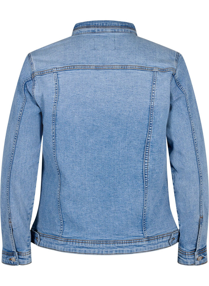 Kort dongerijakke i bomull, Light blue denim, Packshot image number 1