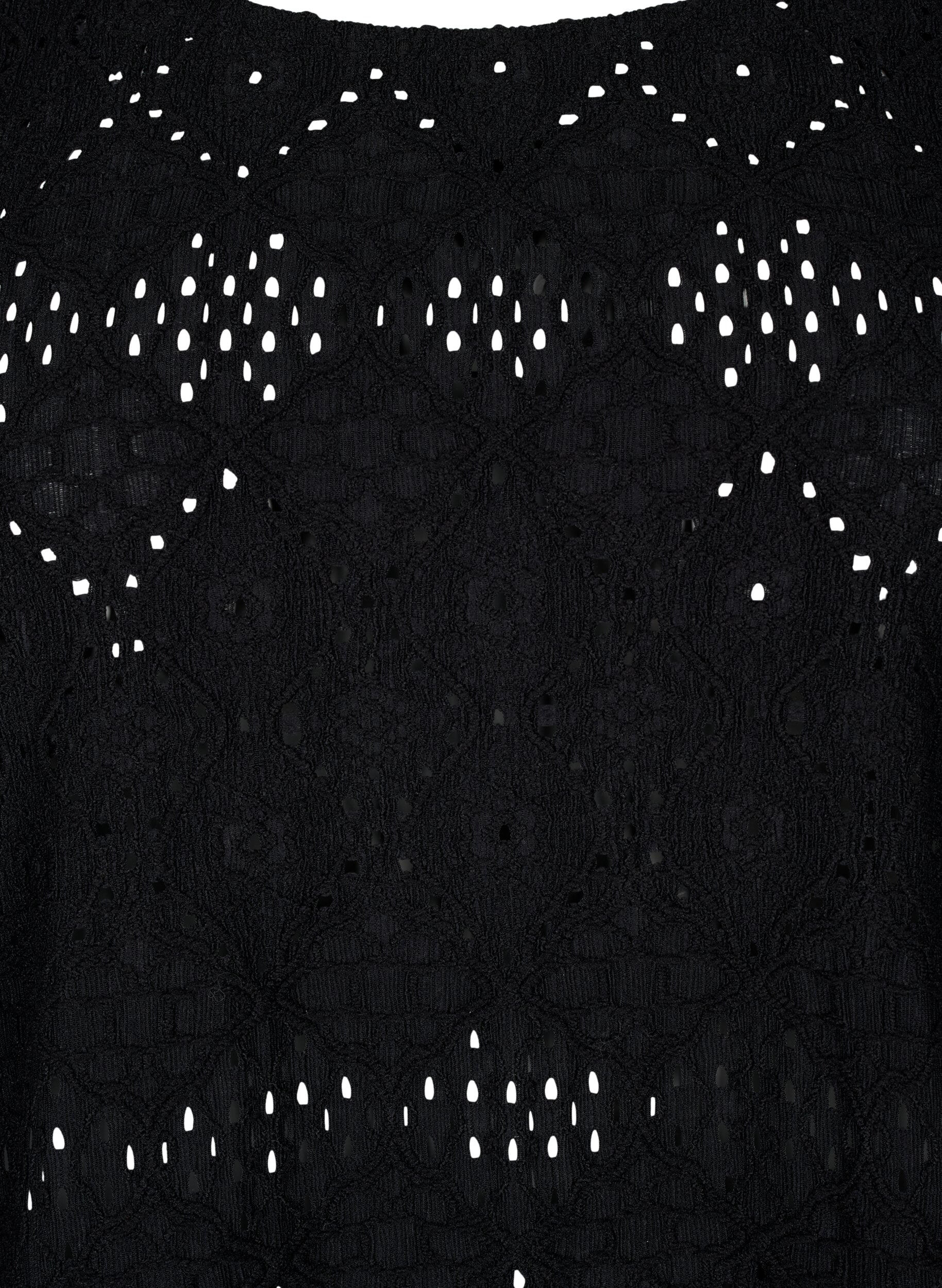 ZizziKortermet bluse med blondem&oslash;nster, Black, Packshot image number 2