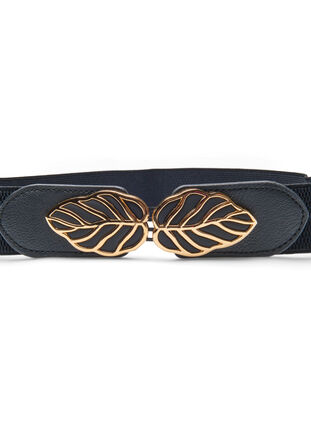 Zizzi Elastisk midjebelte med gullspenne, Black, Packshot image number 1