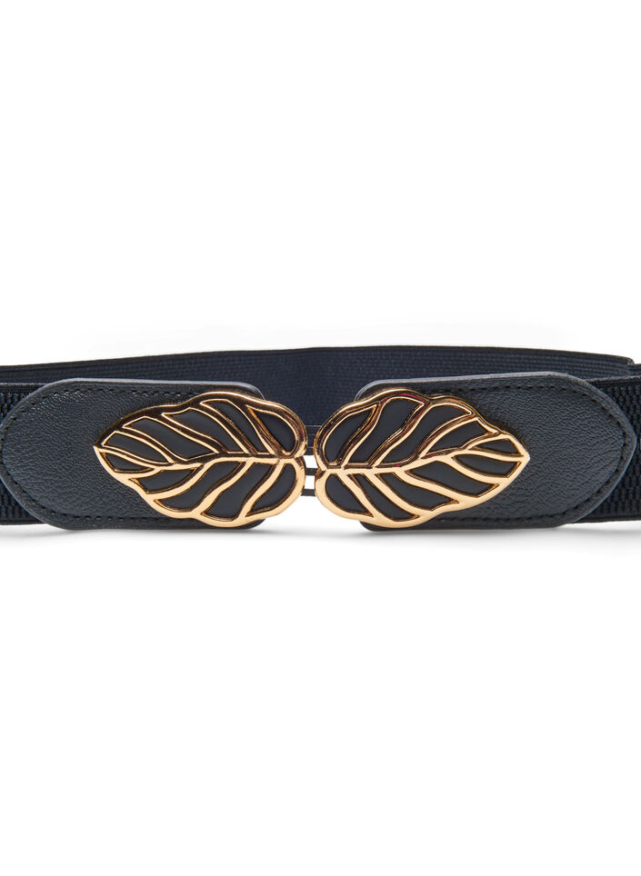 Elastisk midjebelte med gullspenne, Black, Packshot image number 1