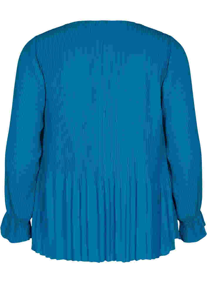Bluse i plissé med V-hals, Skydiver, Packshot image number 1