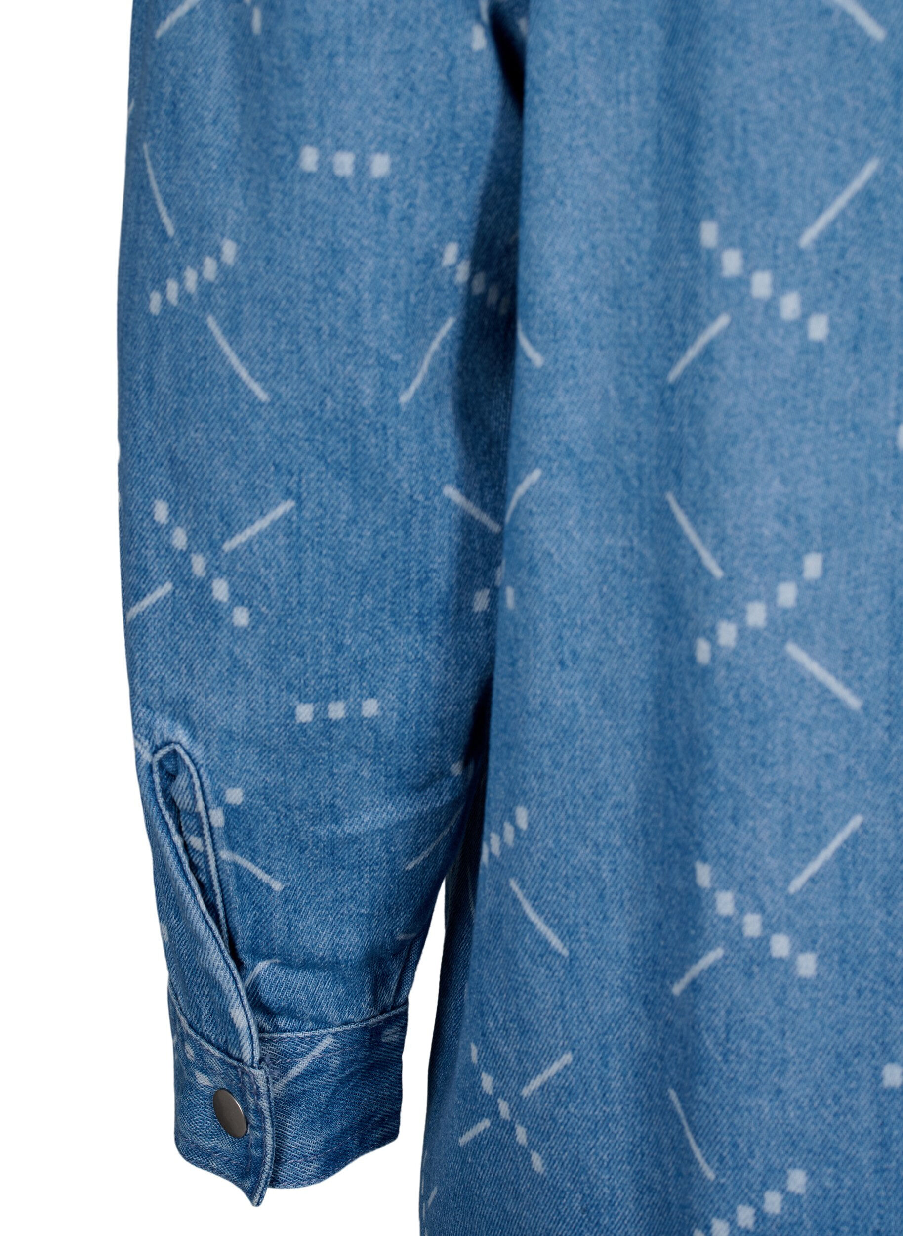 Zizzi Ledig dongerijakke med m&oslash;nster, Light blue denim, Packshot image number 3
