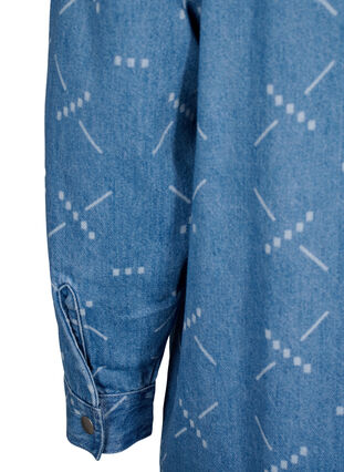 Zizzi Ledig dongerijakke med mønster, Light blue denim, Packshot image number 3