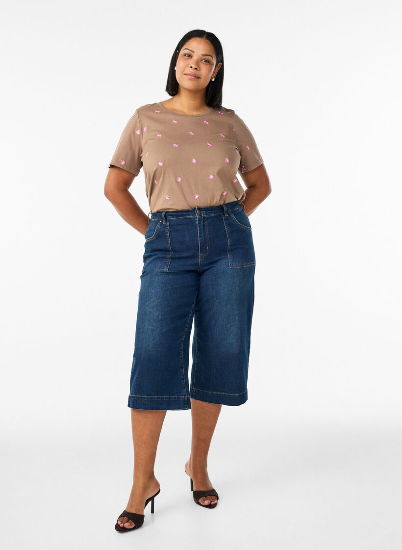 Denimknickers med vide ben, Bl&aring;, Model image number 1