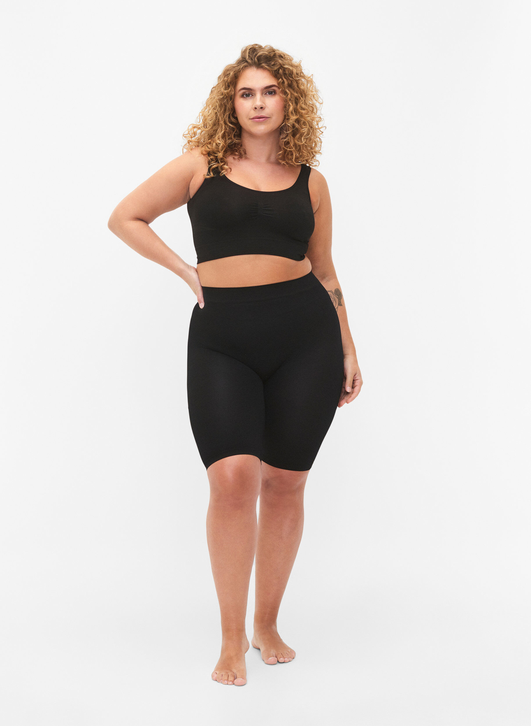 Zizzi 2-pack s&oslash;ml&oslash;s basic shorts, Black, Model image number 2