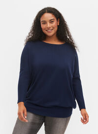 Strikket tunika i en viskoseblanding, Navy Blazer, Model