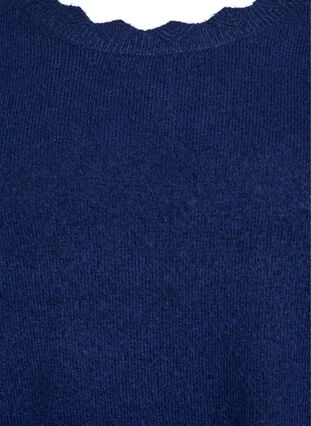 Zizzi Strikkebluse med bølgete kanter, Blå, Packshot image number 2