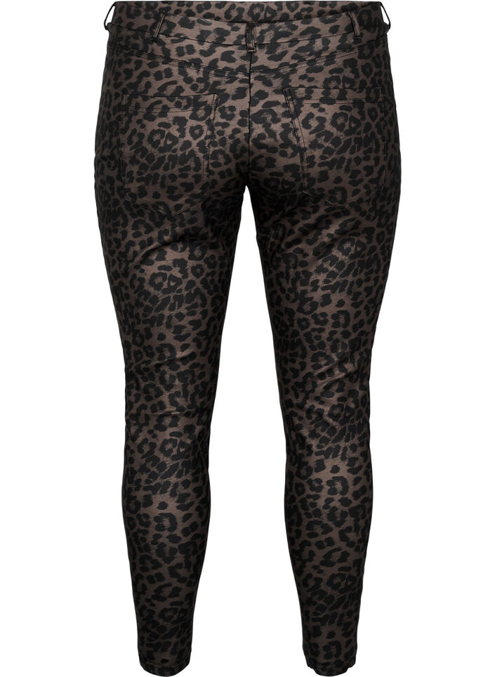 Belagte leggings med leopardmønster og kort lengde, Brun, Packshot image number 1