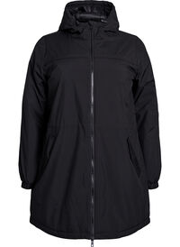 Lett polstret parka med hette, Svart Lett polstret parka med hette