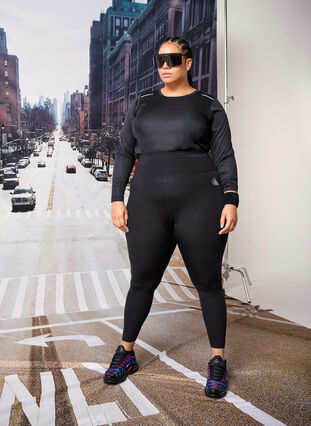 Zizzi CORE, SUPER TENSION TIGHTS - Treningstights med innvendig lomme, Svart, Image image number 0