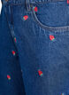 Dongerishorts med broderte jordbær, Blå, Packshot image number 2