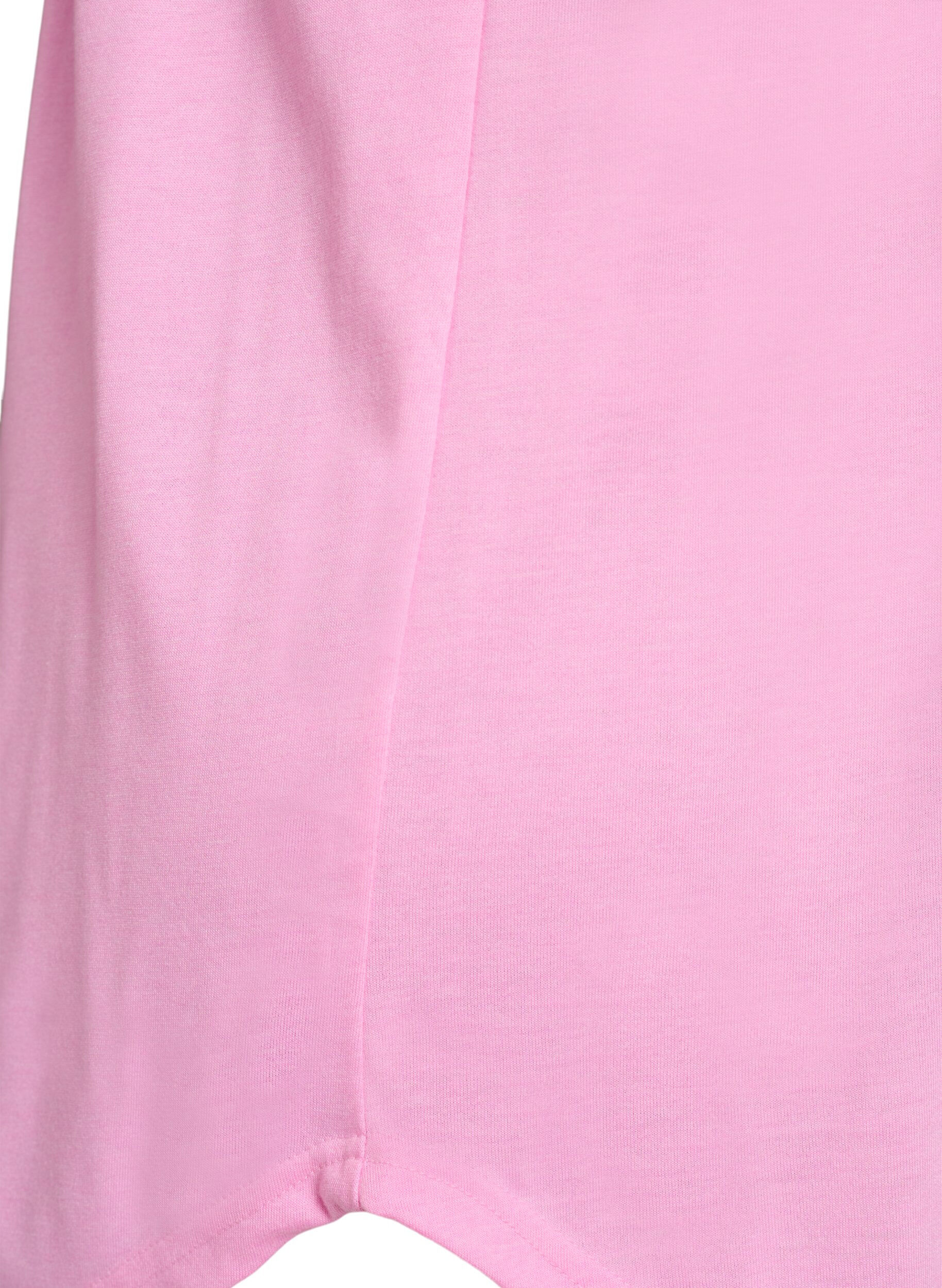 ZizziKortermet nattkjole med teksttrykk, Rosa, Packshot image number 3