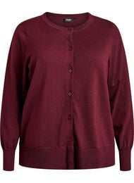 Finstrikket cardigan med rund hals, R&oslash;d