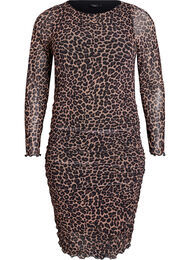 Kort mesh-kjole med leopardtrykk, Leo comb