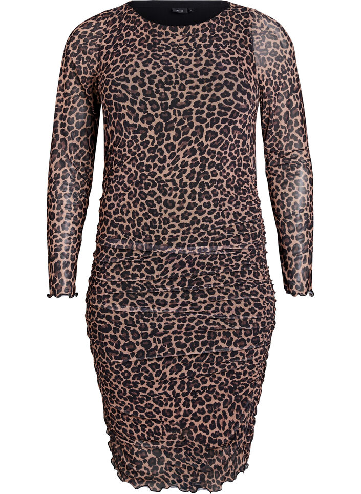 Kort mesh-kjole med leopardtrykk, Leo comb, Packshot