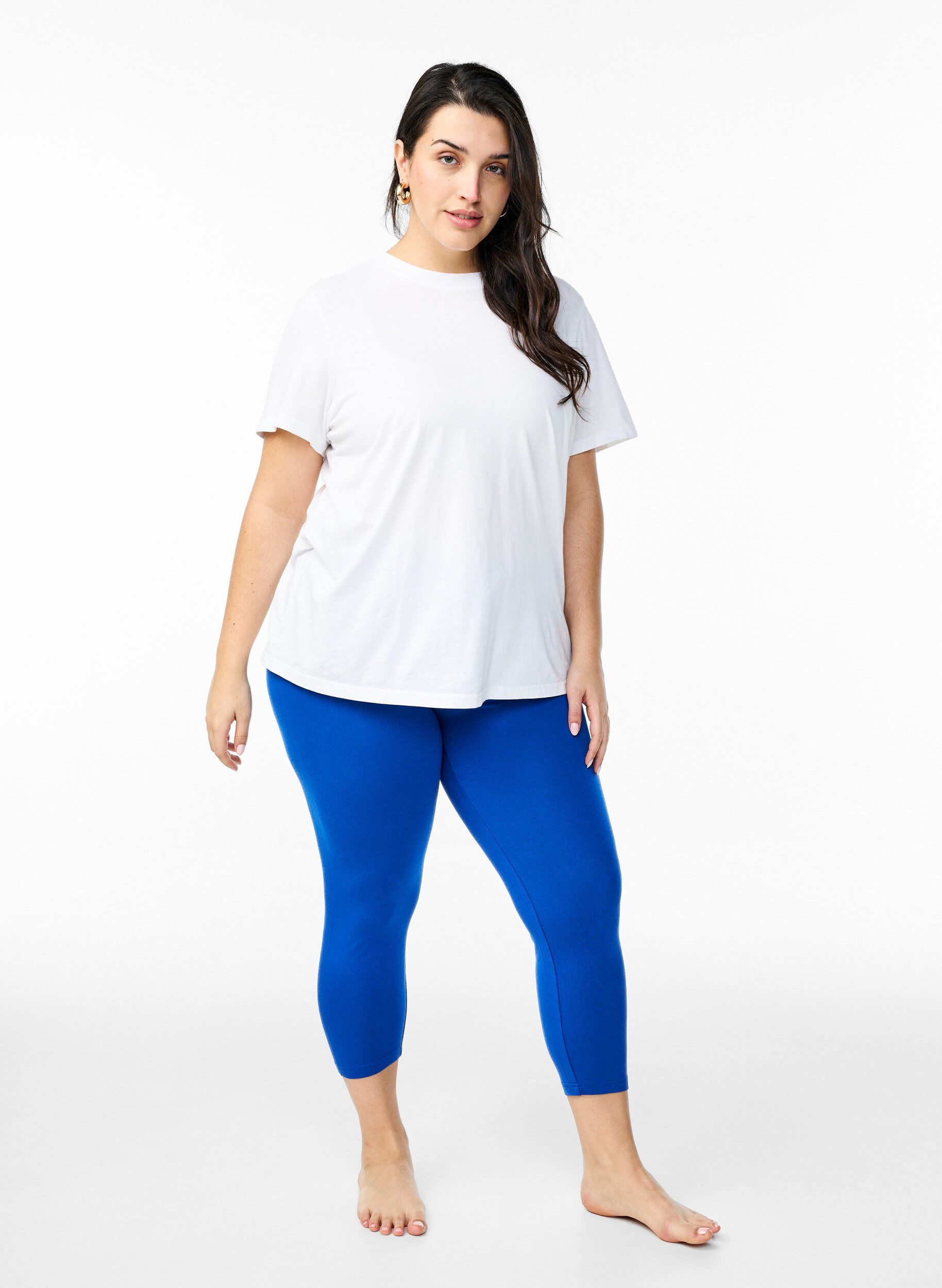 ZizziBasic 3/4-length viskosetights, Bl&aring;, Model image number 1