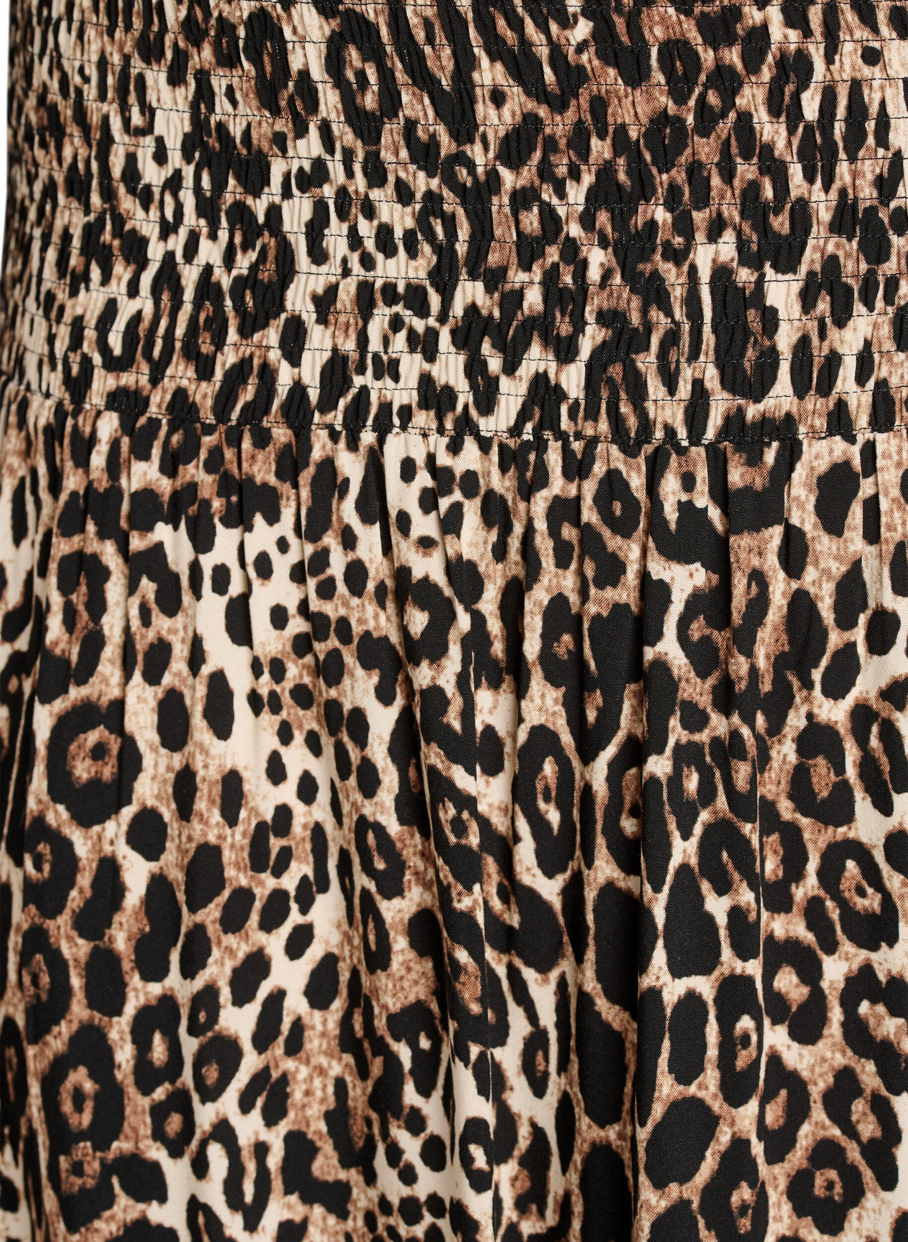 Zizzi Viskose maxiskj&oslash;rt med smock, Brun, Packshot image number 2