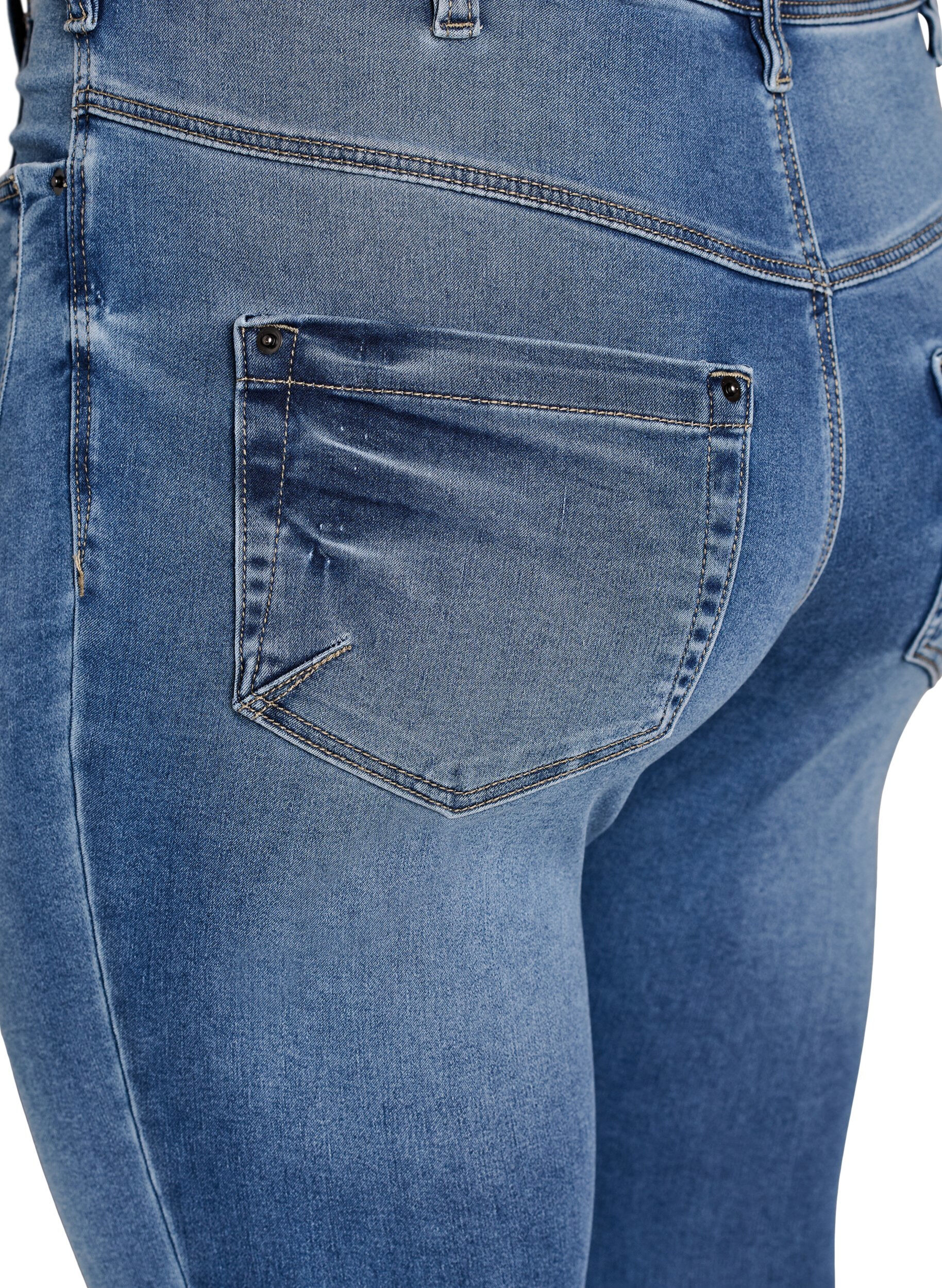 ZizziCropped Amy jeans med glidel&aring;sdetaljer, Bl&aring;, Packshot image number 3