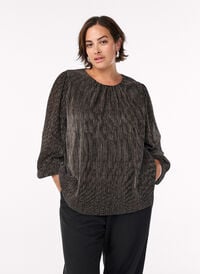 Festbluse med glitterstriper og lange ermer, Svart Festbluse med glitterstriper og lange ermer, Svart, Model
