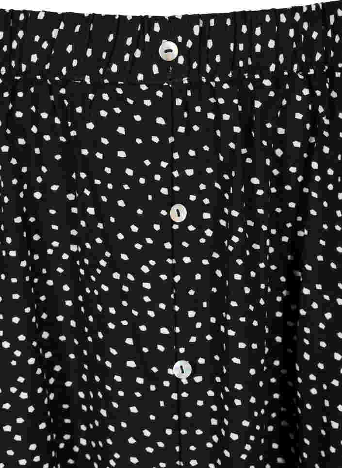 Midiskjørt i viskose med knapper og prikker, Black w. Dot, Packshot image number 2