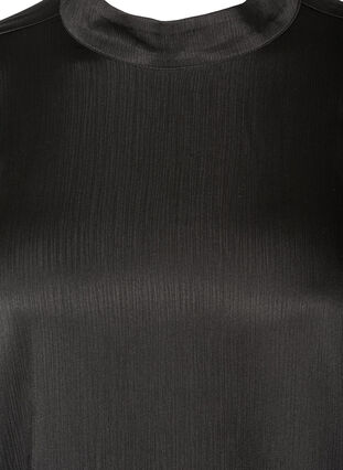 Skinnende bluse med lange puffermer, Black, Packshot image number 2
