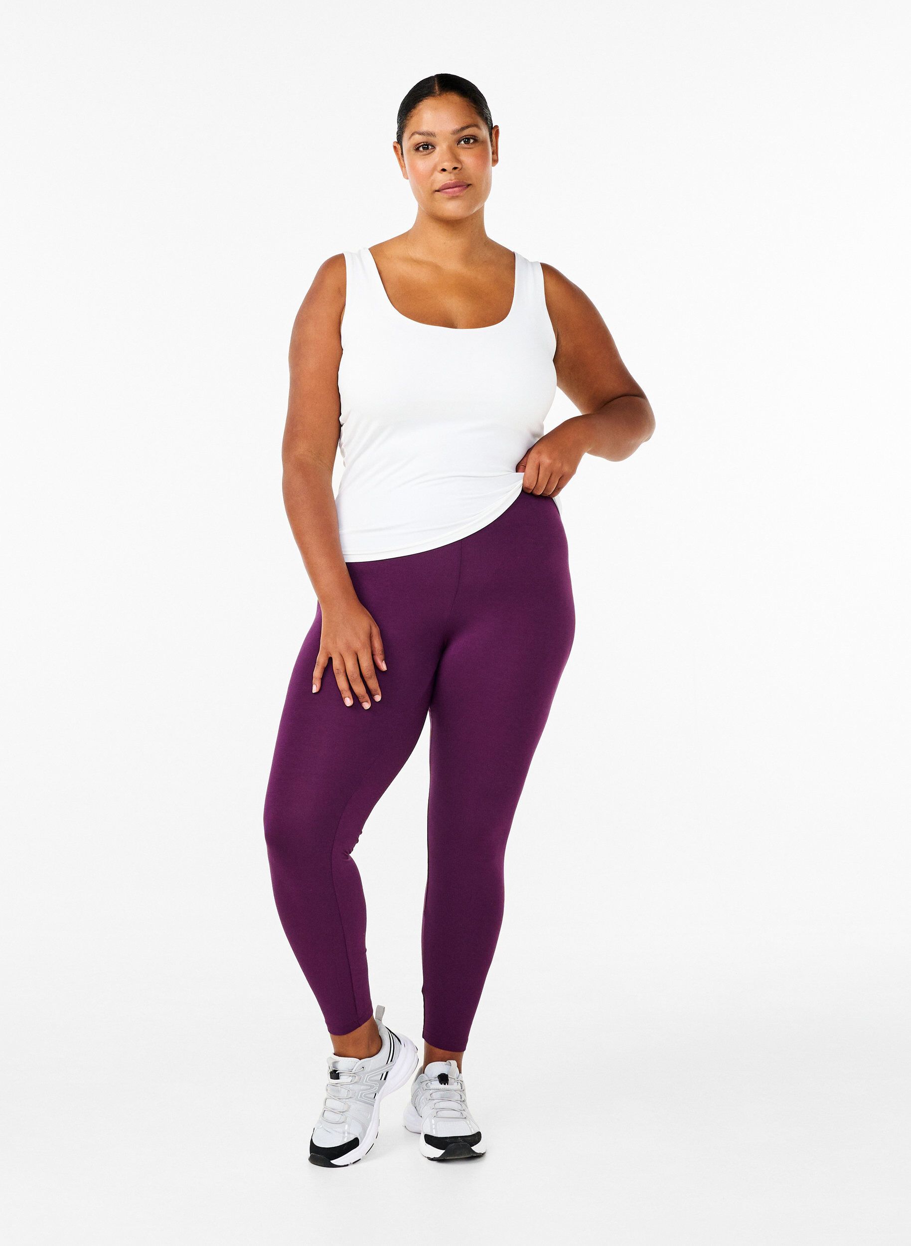 Zizzi Basis leggings i viskose, Lilla, Model image number 1