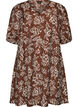 Kort A-linje kjole med V-hals, Brun, Packshot image number 0
