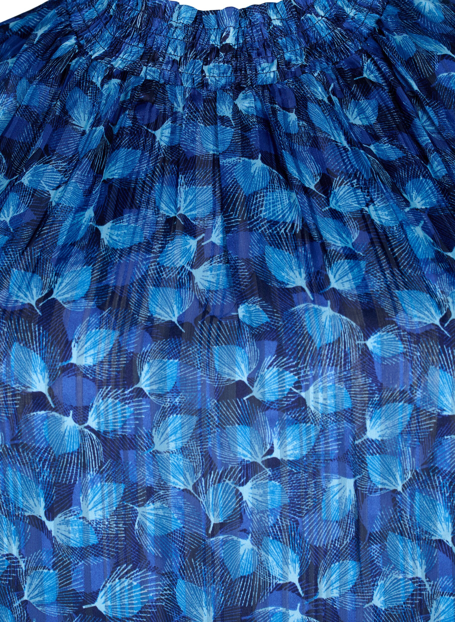 Zizzi Kortermet smokk bluse med trykk, Navy Blazer Leaf AOP, Packshot image number 2