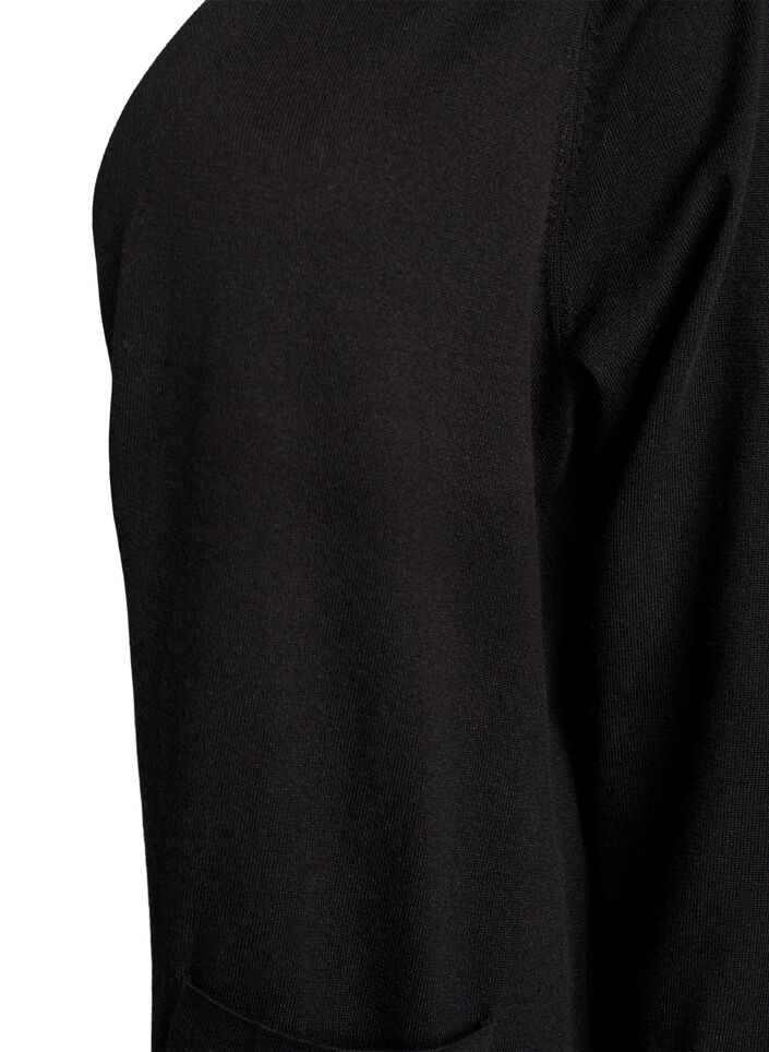 Lang, &aring;pen cardigan med lommer, Svart, Packshot image number 2