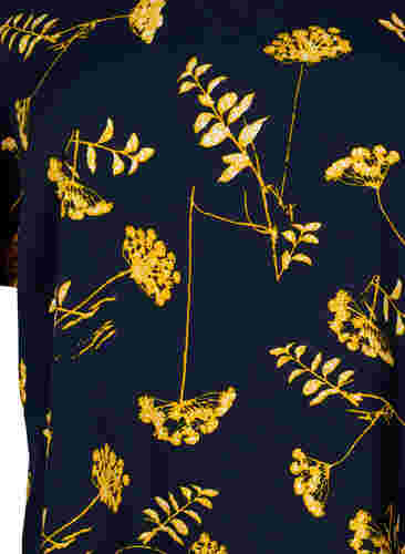 FLASH - Bluse med korte ermer og mønster, Night Sky Yellow AOP, Packshot image number 2