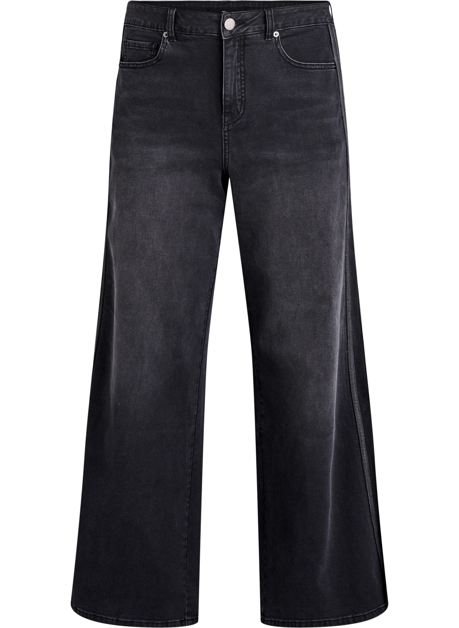 ZizziWide fit jeans med vertikale denimdetaljer, Gr&aring;, Packshot image number 0