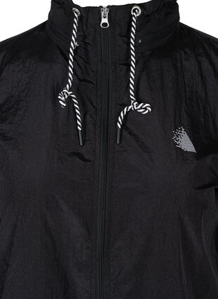 Treningsjakke med glidelås og hette, Black, Packshot image number 2