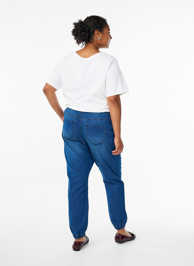 Joggebukse i denim med lommer, Bl&aring;, Model image number 2