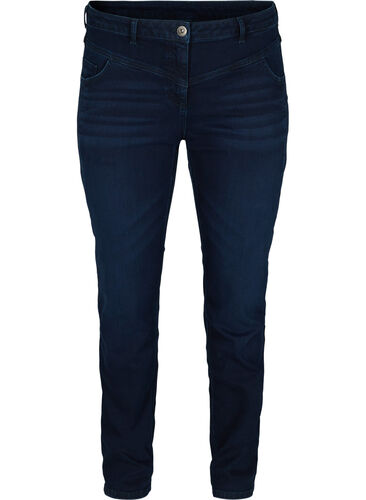 Ekstra slim Sanna jeans med normal høyde i livet, Dark blue, Packshot image number 0