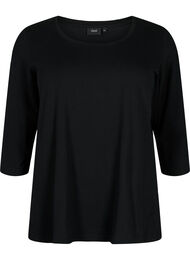 Basis T-skjorte i bomull med 3/4 ermer, Black