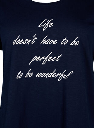 Zizzi T-skjorte med trykk i økologisk bomull, N.Sky w. White Print, Packshot image number 2