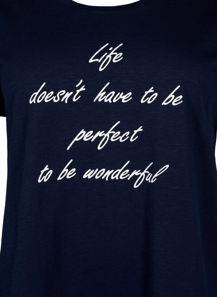 T-skjorte med trykk i økologisk bomull, N.Sky w. White Print, Packshot image number 2