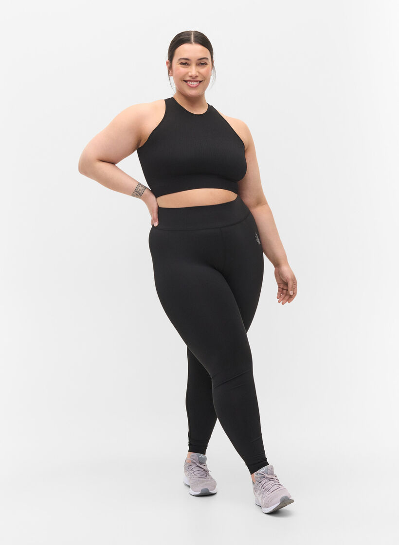 Cropped basis treningsleggings, Black, Model image number 3