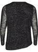 Meshbluse med paisleytrykk og asymmetrisk kant, Svart, Packshot image number 1