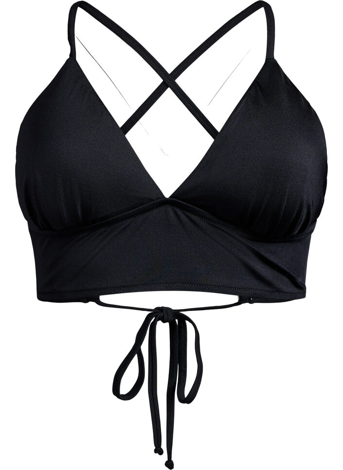 Bikinitopp med avtagbare pads og knytebånd i ryggen, Black, Packshot
